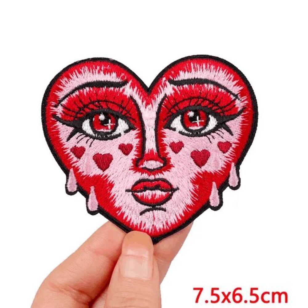 NWOT Crying Heart Cartoon Iron On Applique Patch - 2.5" x 3"